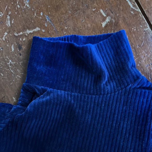 Navy blue ribbed corduroy style dress - Picture 3 of 5